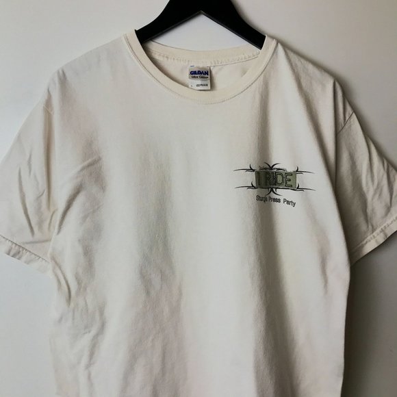 2007 Gildan Ride Sturgis Press Party T Shirt 00s Adult White L Large Graphic Tee - Picture 9 of 16